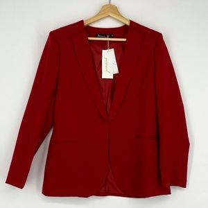 Yesereal Womens XXL Fits Like Small Blazer Jacket Deep Red Long Sleeves Lined